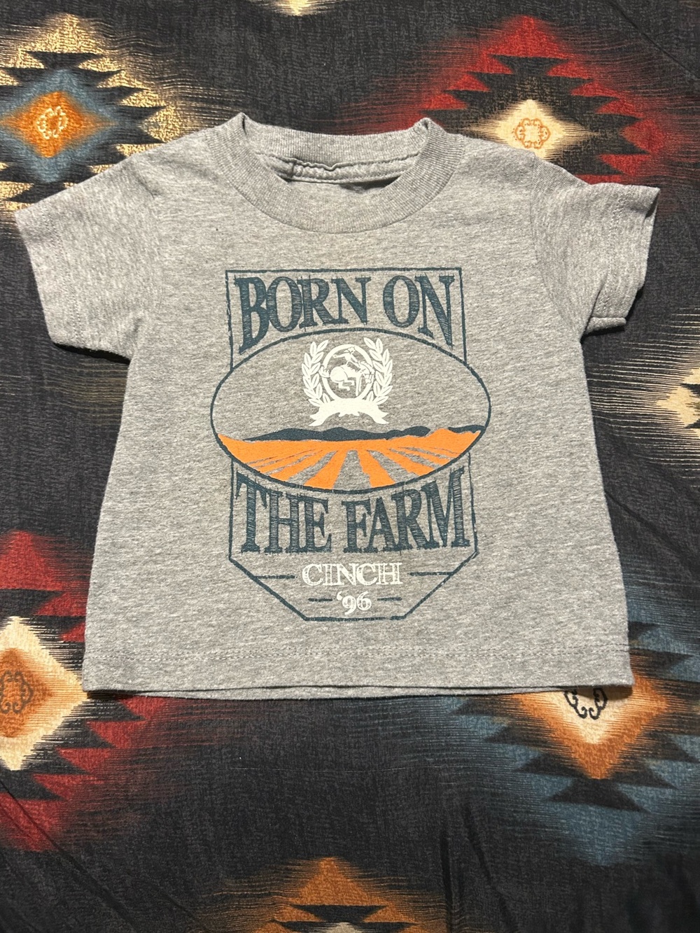 Cinch Gray Kids 'Born On The Farm' Tee with Orange & Blue Graphic 2T